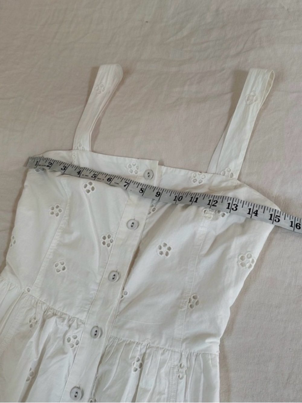 SEA NY White Eyelet Button-Front Sundress Size 0 - Picture 7 of 9